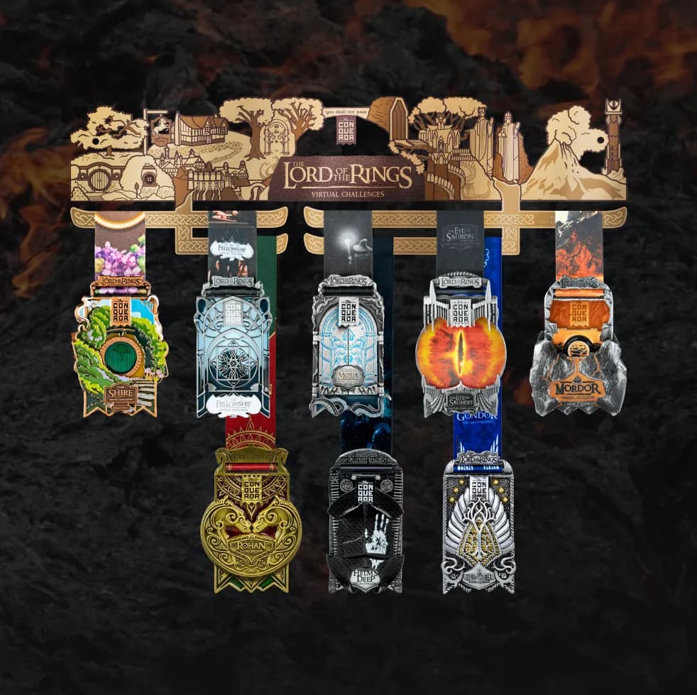 Lord of the Rings medals displayed on the hanger