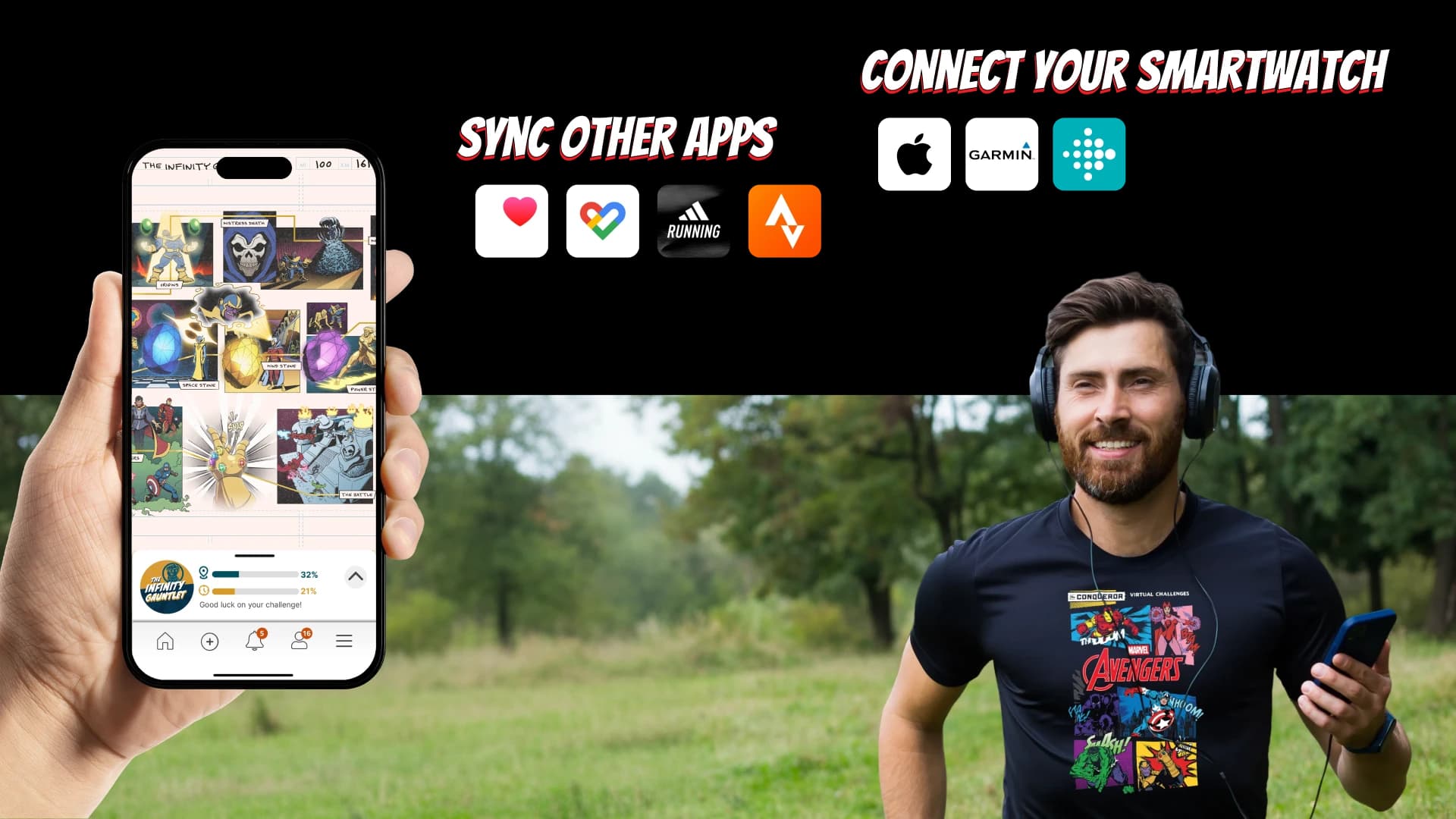 Track your Avengers journey with the Conqueror app