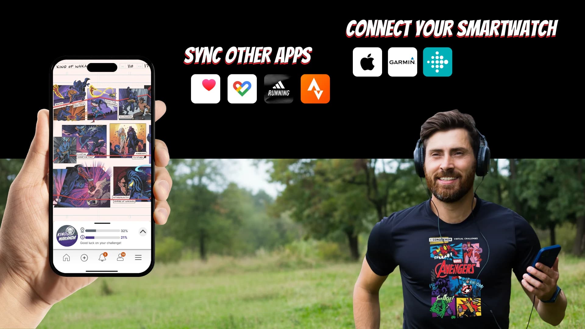 Track your Avengers journey with the Conqueror app