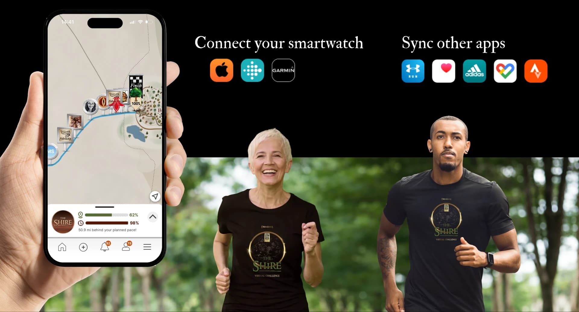 The Conqueror App integrating with other mobile apps to track progress towards challenge completion