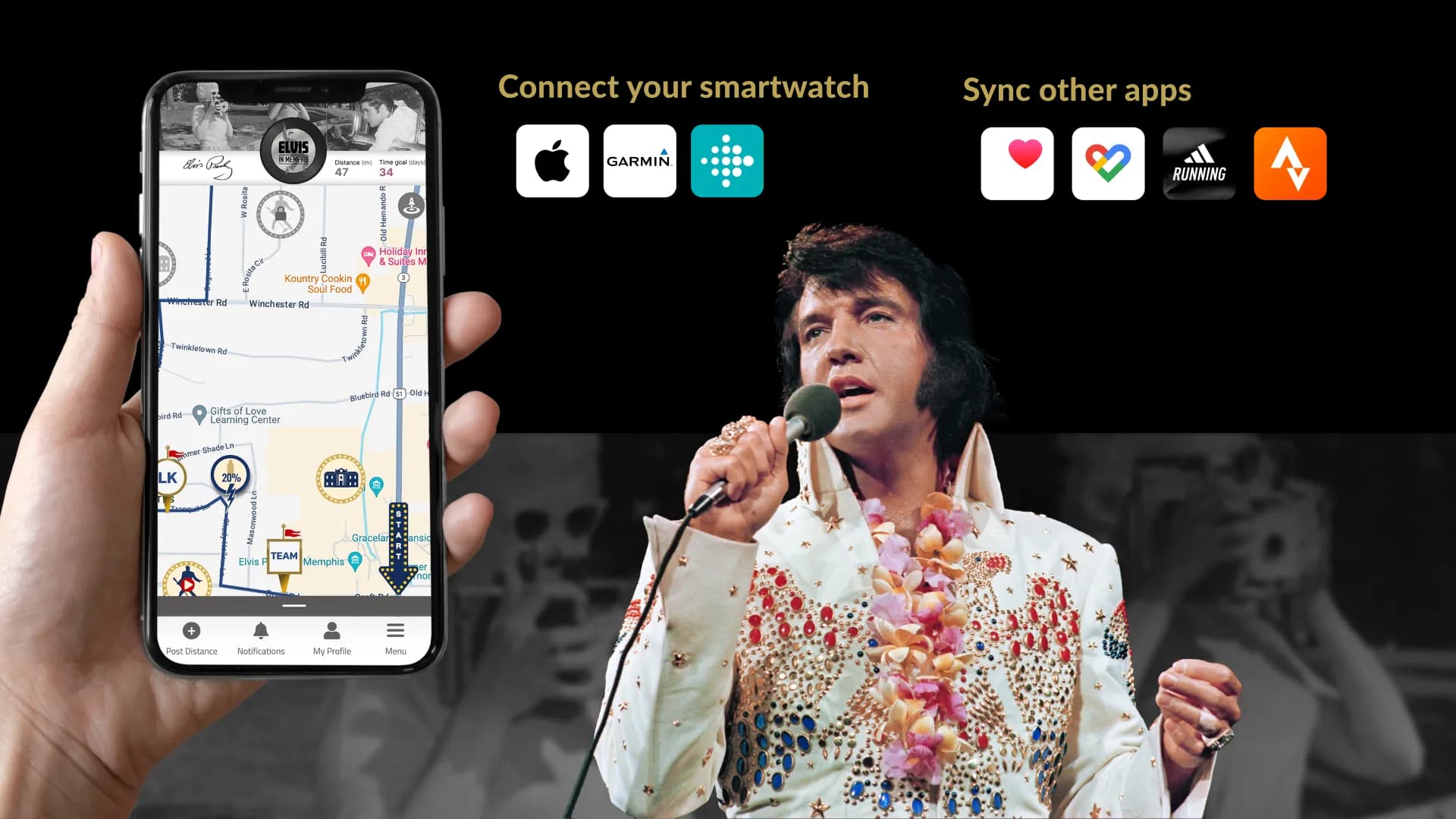 Track Elvis Presley challenge progress in the Conqueror app
