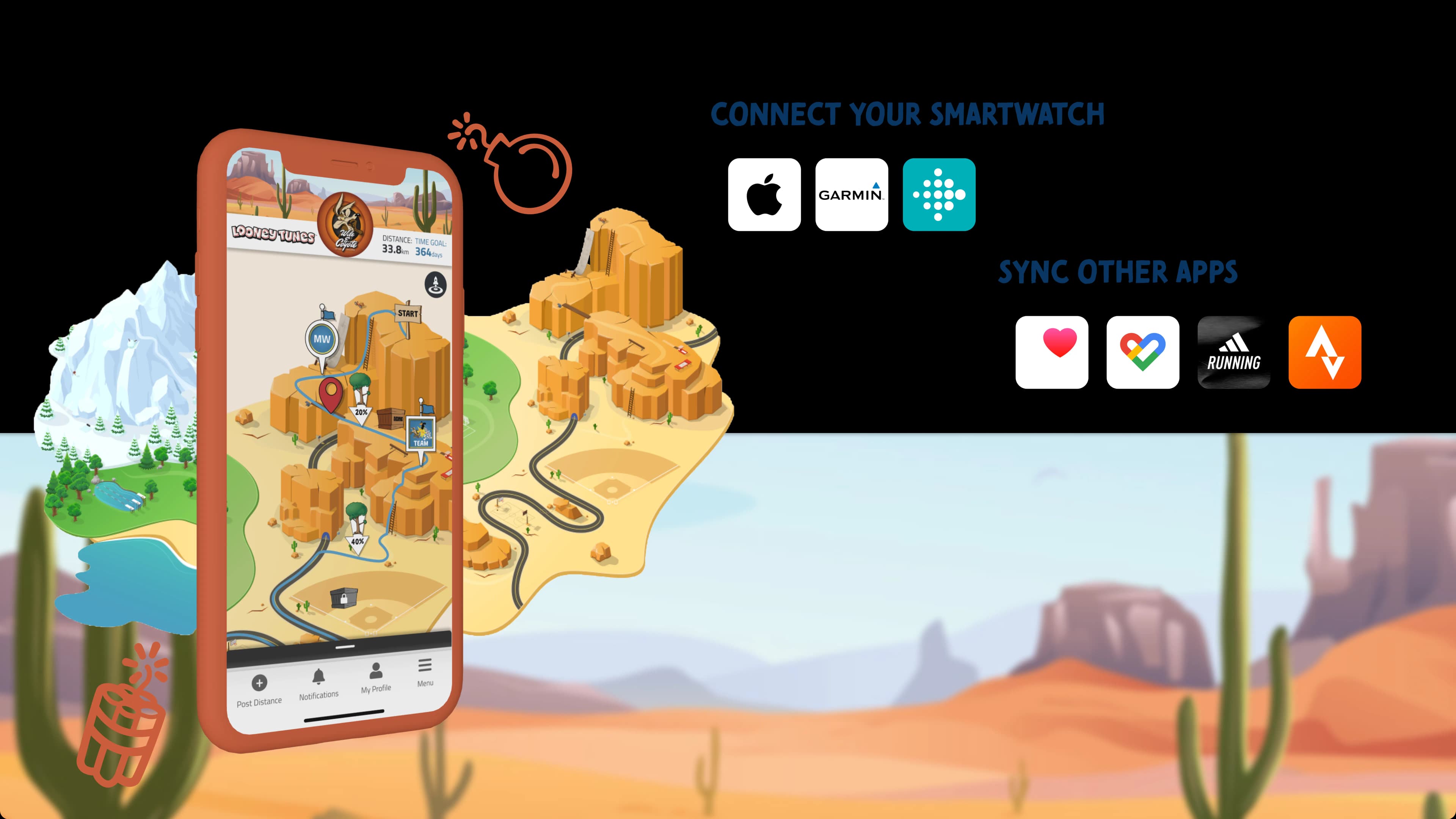 Track your Wile E. Coyote challenge progress in the Conqueror app
